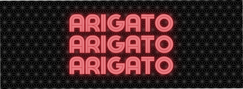 An artistic canvas print displaying "Arigato," conveying a message of thanks with a stylish design.